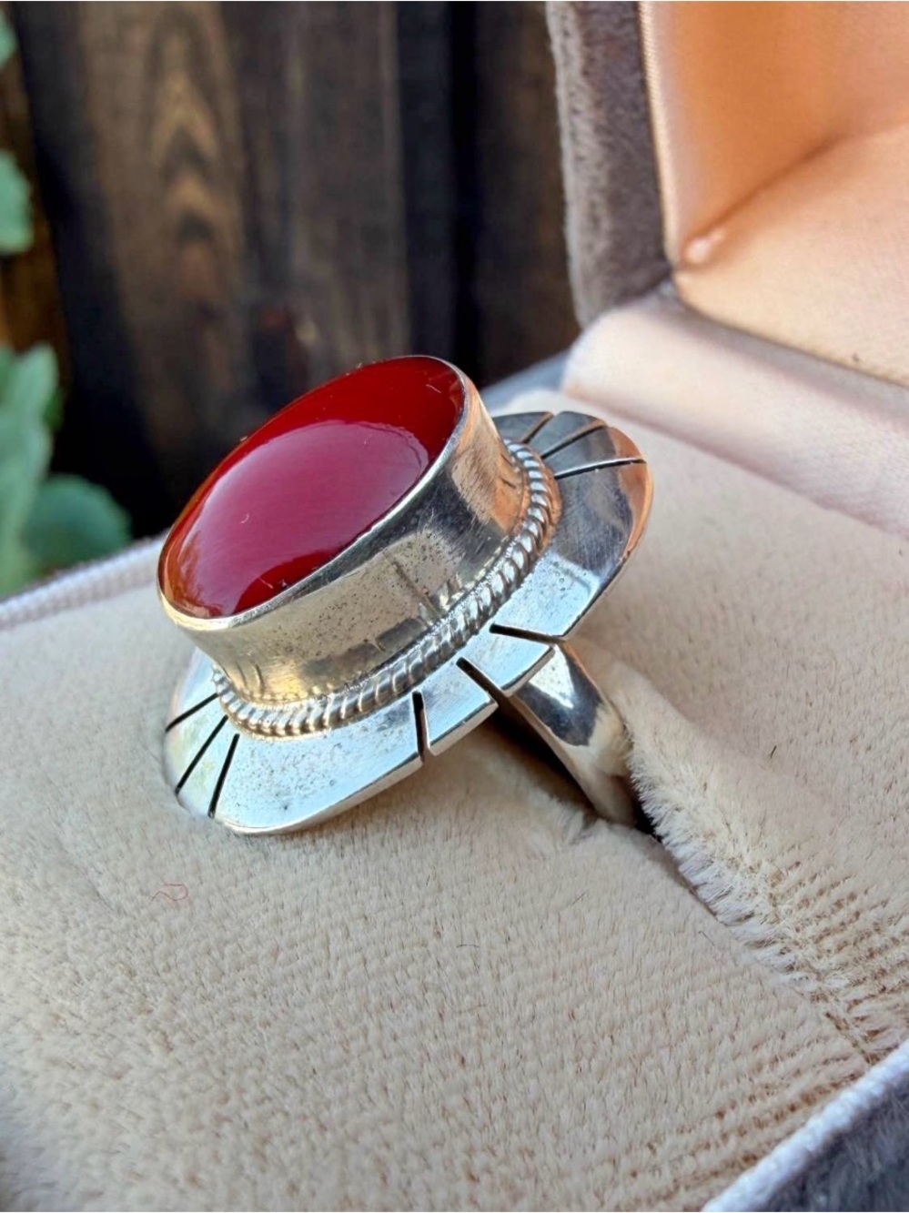 Sterling Silver Carnelian Ring Size 7